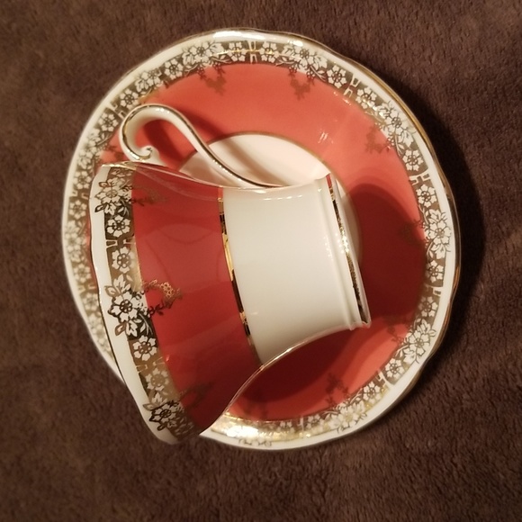 Aynsley Vintage C568 Teacup & Saucer Set Bone China Floral / Salmon, gold - Picture 10 of 17